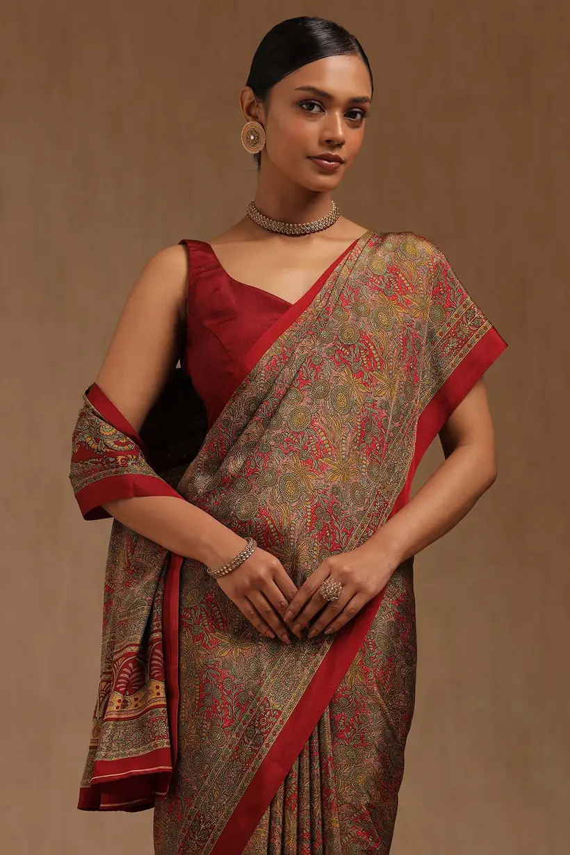 Multicolour Crepe Floral Print Saree